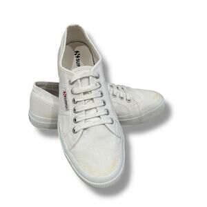 Superga Sneakers Classic White Cotu Trainers Sz 10 Cotton Canvas Preppy Classic